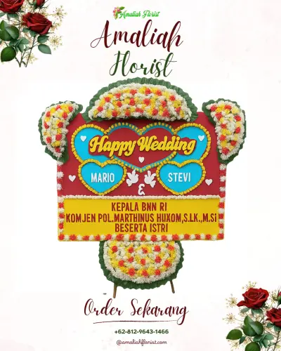 Karangan Papan Bunga Pernikahan di Indra Kasih